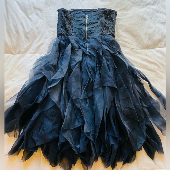 Alice + Olivia Navy Strapless Embellished Fairy Strapless Dress - Picture 3 of 8